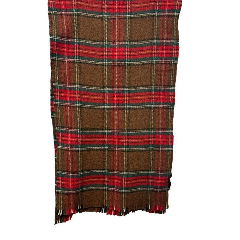 Zara Oversized Blanket Scarf Brown Tartan Plaid Cozy Winter Oblong 78
